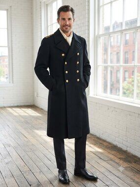 Vintage Naval Lt. Commander Greatcoat Wool Military Coat Cpt. Jack Harkness